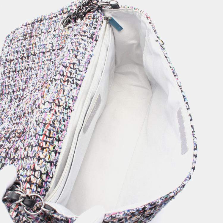 Pre Owned Chanel  Camellia Flap Multicolour Tweed Shoulder Bag