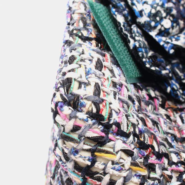 Pre Owned Chanel  Camellia Flap Multicolour Tweed Shoulder Bag
