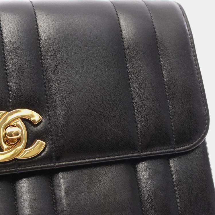 Pre Owned Chanel Mademoiselle Black Leather Shoulder Bag