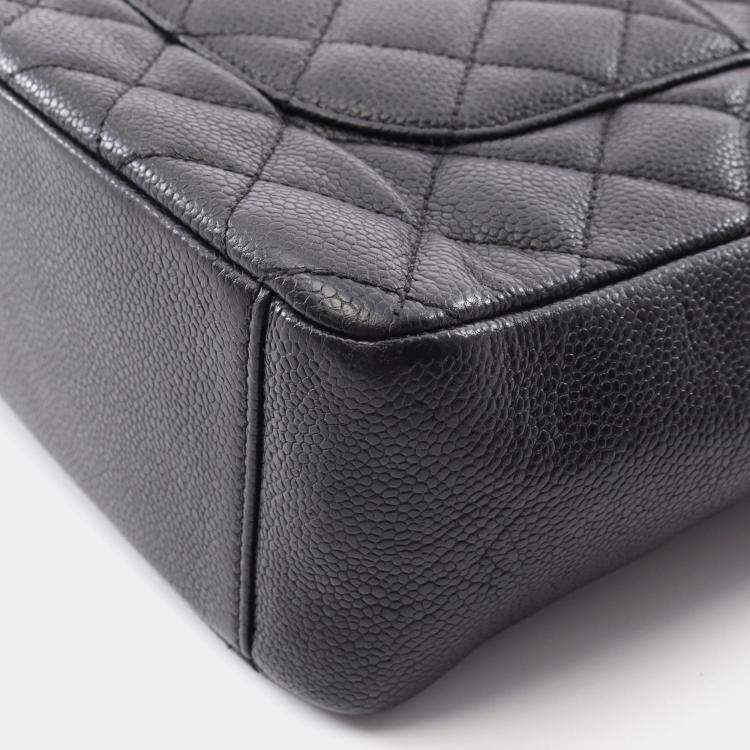 Pre Owned Chanel Petite Shopping PST Black Leather Tote Bag