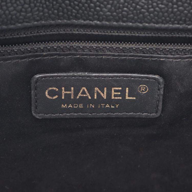 Pre Owned Chanel Petite Shopping PST Black Leather Tote Bag