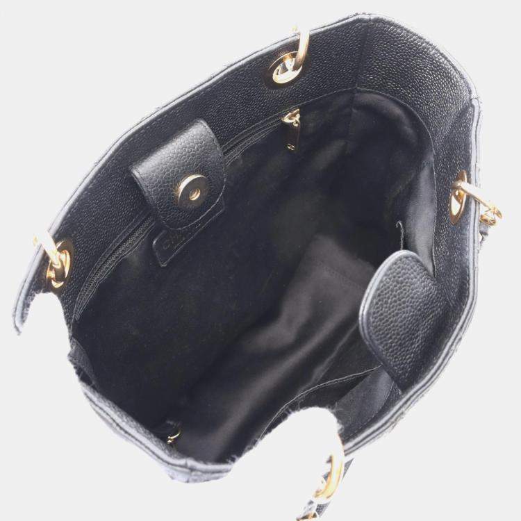Pre Owned Chanel Petite Shopping PST Black Leather Tote Bag