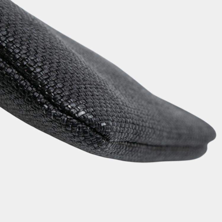 Pre Owned Chanel Black Medium Straw Deauville O Case Clutch