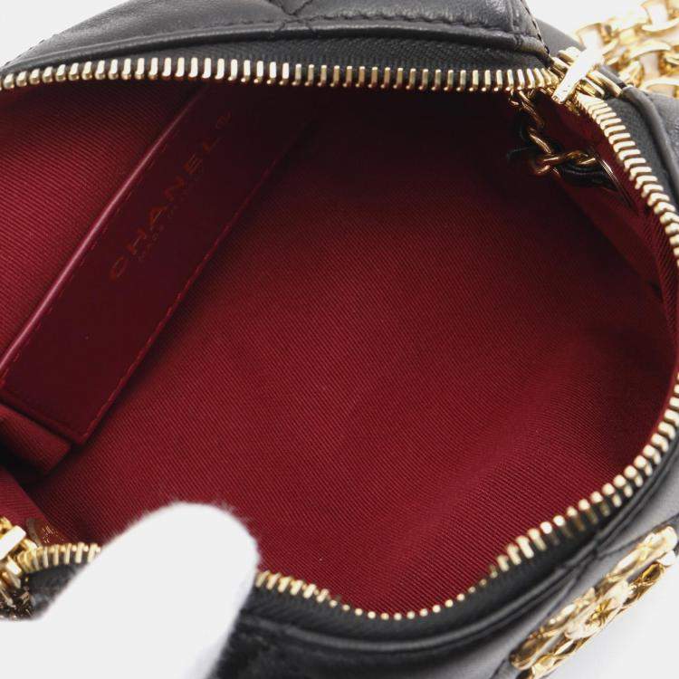 Pre Owned Chanel Mini Black Leather Bowling Bag