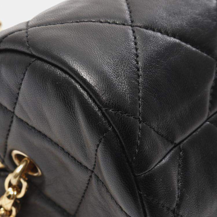 Pre Owned Chanel Mini Black Leather Bowling Bag