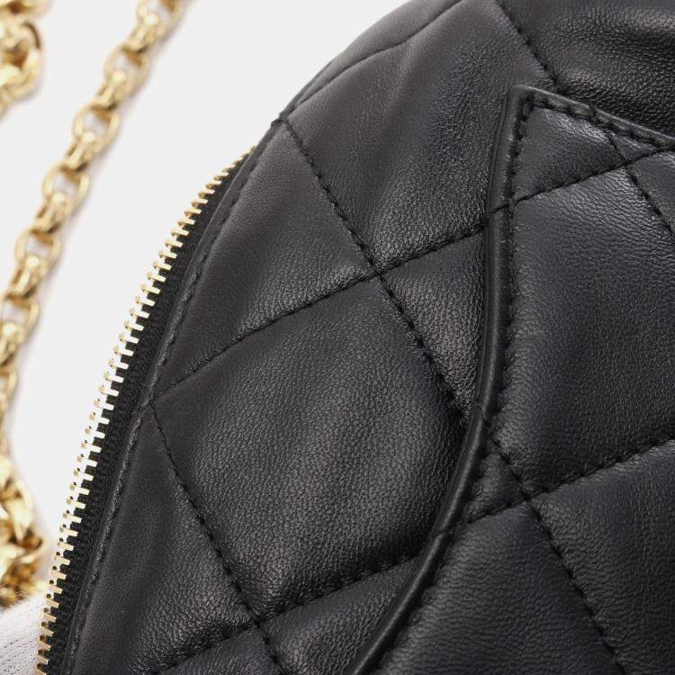 Pre Owned Chanel Mini Black Leather Bowling Bag