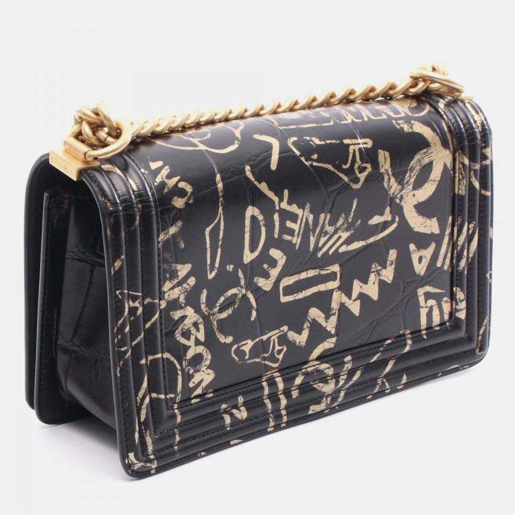 Pre Owned Chanel Embossed Graffiti Boy Leather Shoulder Bag