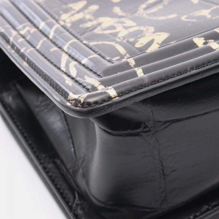 Pre Owned Chanel Embossed Graffiti Boy Leather Shoulder Bag