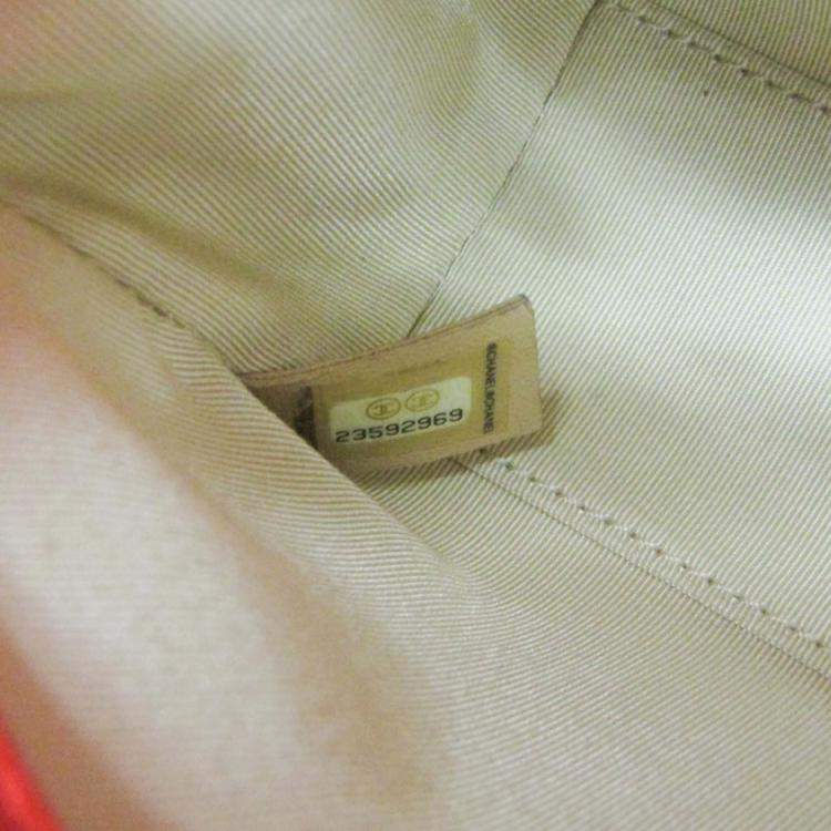 Pre Owned Chanel Orange Leather Matelasse Label Click Chain Shoulder Bag