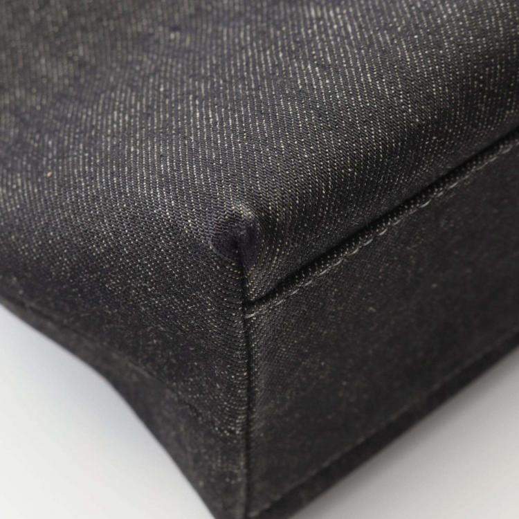 Pre Owned Chanel Coco Mark Gray Denim Handbag 