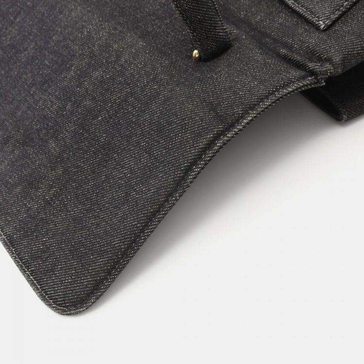 Pre Owned Chanel Coco Mark Gray Denim Handbag 