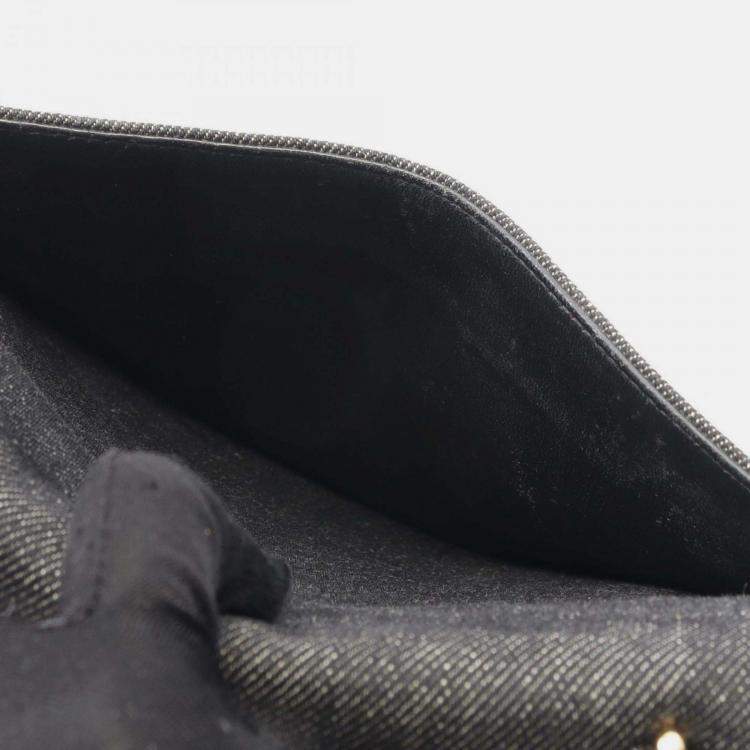 Pre Owned Chanel Coco Mark Gray Denim Handbag 