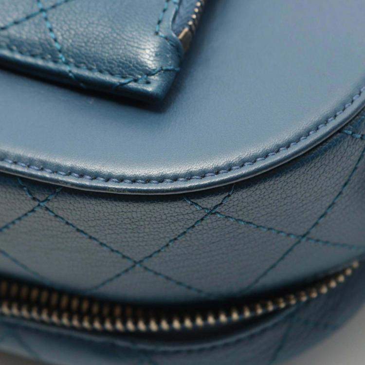 Pre Owned Chanel Coco Mark Shoulder Bag Leather Blue