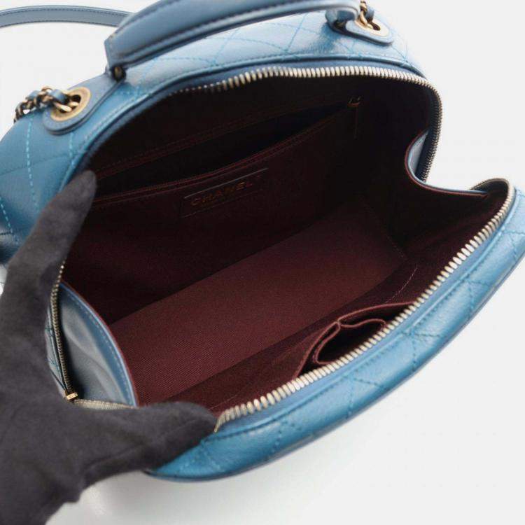 Pre Owned Chanel Coco Mark Shoulder Bag Leather Blue