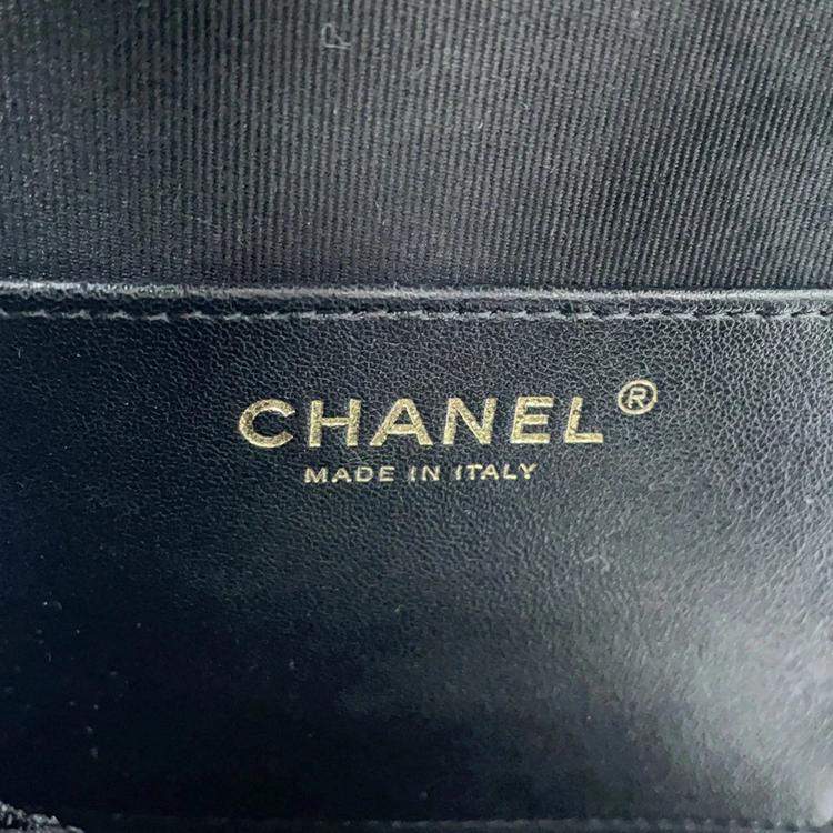 Pre Owned Chanel Backpack Black Mesh Shiny Lambskin