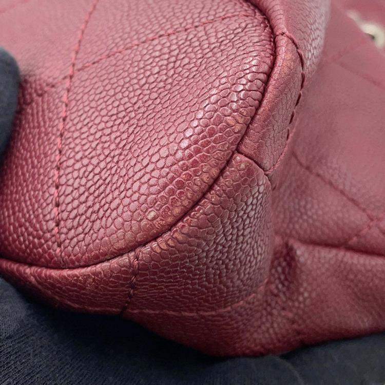 Pre Owned Chanel Matelasse 2Way Chaintote Bag Red Caviar Leather