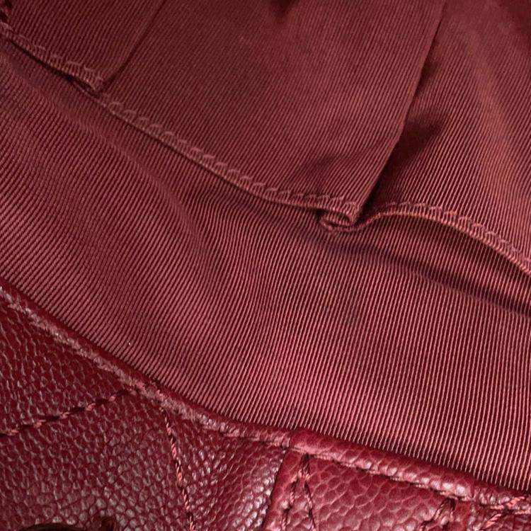 Pre Owned Chanel Matelasse 2Way Chaintote Bag Red Caviar Leather