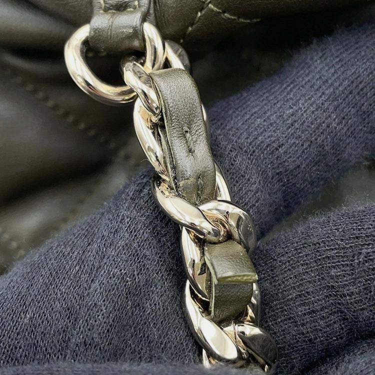 Pre Owned Chanel Matelasse Backpack Khaki Lambskin