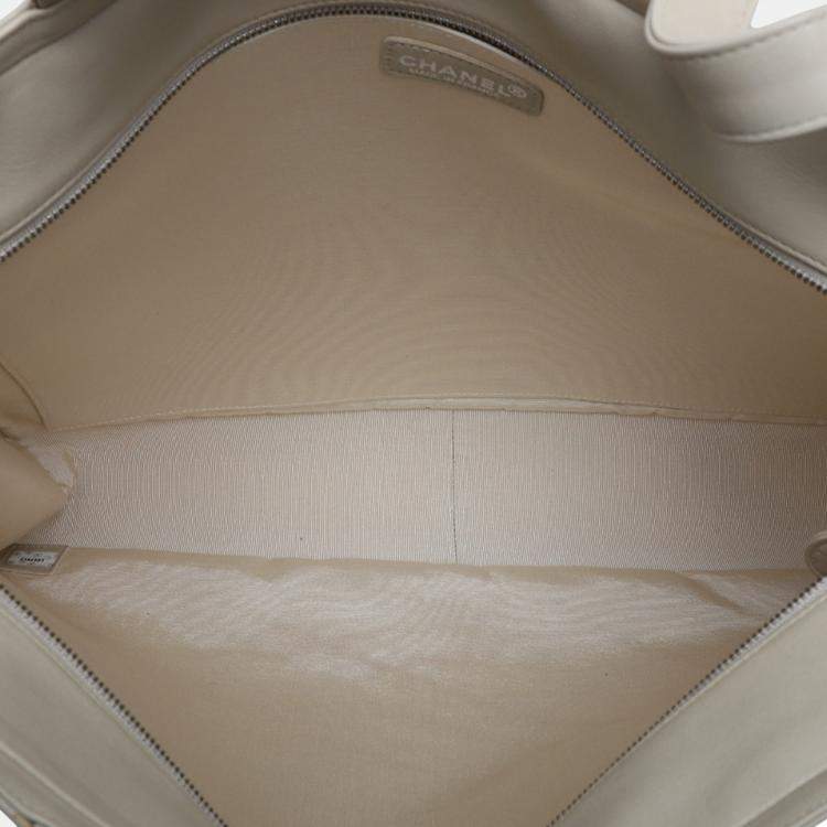 Pre Owned Chanel Brown Lambskin Embossed CC Camellia Tote