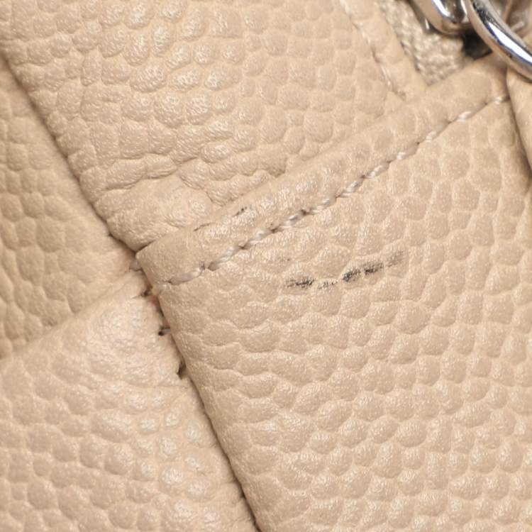 Pre Owned Chanel Beige Quilted Caviar Leather Large Easy Flap Bag