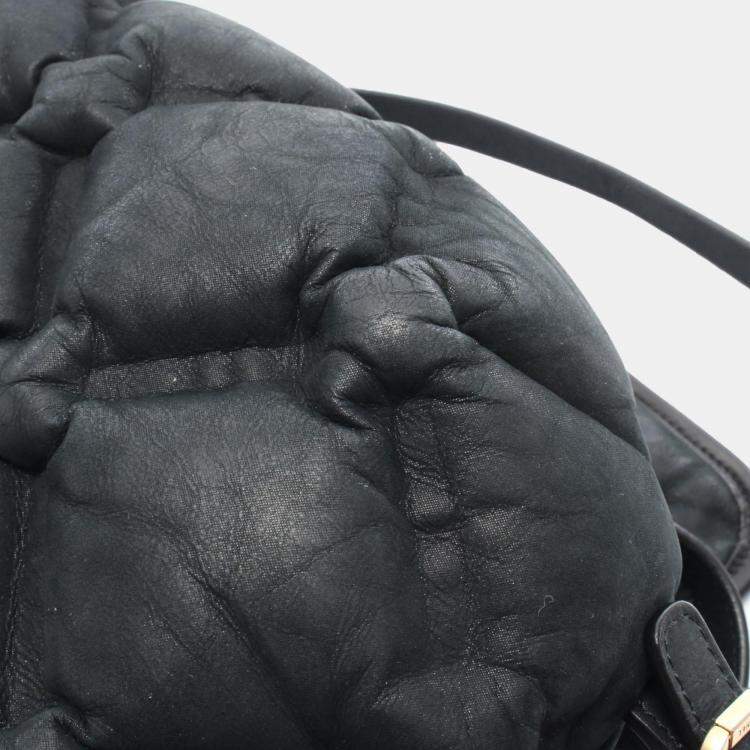 Pre Owned Chanel Bubble Quilted Backpack Leather Black