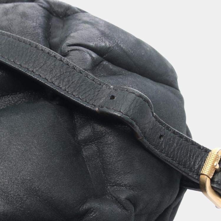 Pre Owned Chanel Bubble Quilted Backpack Leather Black