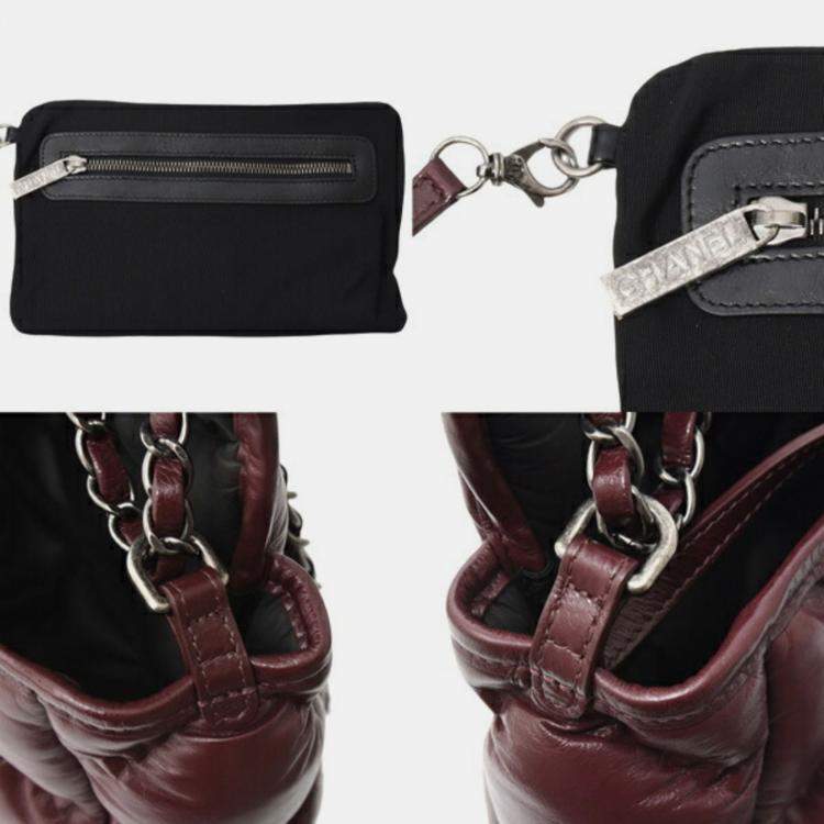 Pre Owned Chanel Bordeaux Bubble Quilted Matelasse Lambskin Shoulder Bag