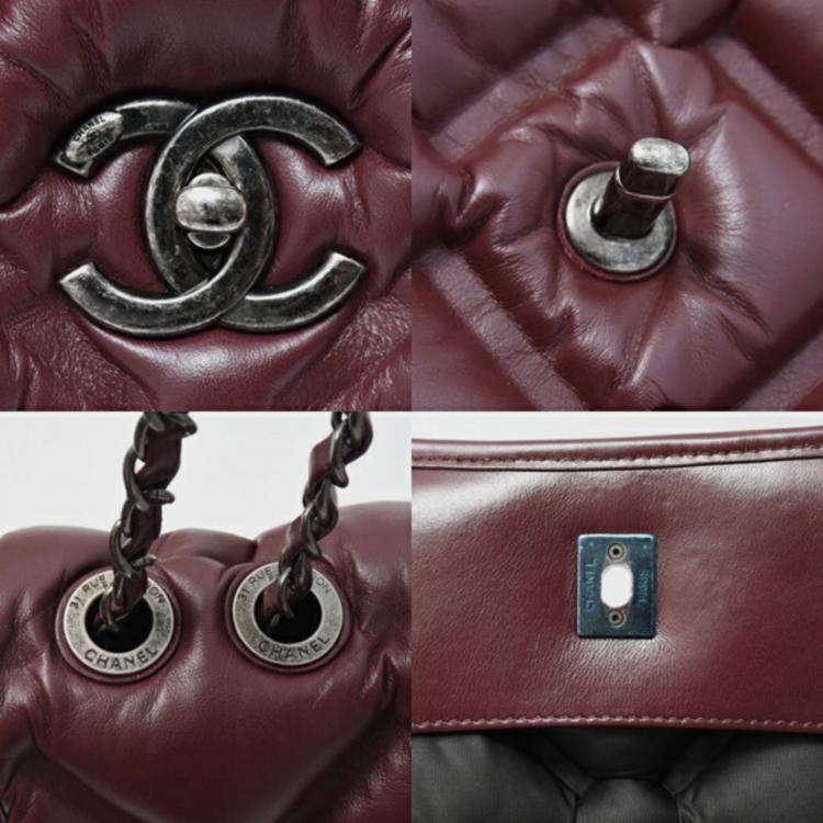Pre Owned Chanel Bordeaux Bubble Quilted Matelasse Lambskin Shoulder Bag