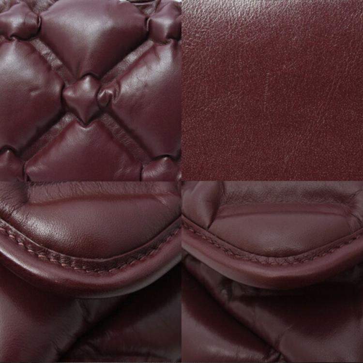 Pre Owned Chanel Bordeaux Bubble Quilted Matelasse Lambskin Shoulder Bag