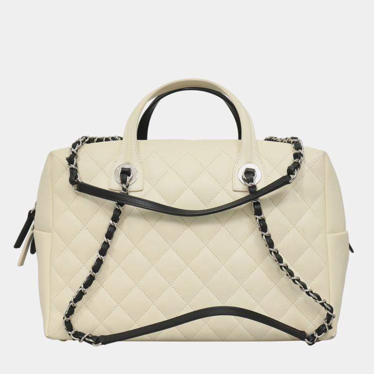 Pre Owned CC Quilted Bicolor Bowling Bag