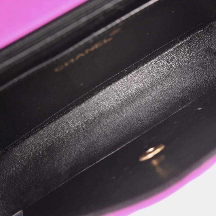 Pre Owned Chanel Purple Nylon Medium Single Flap Shoulder Bag