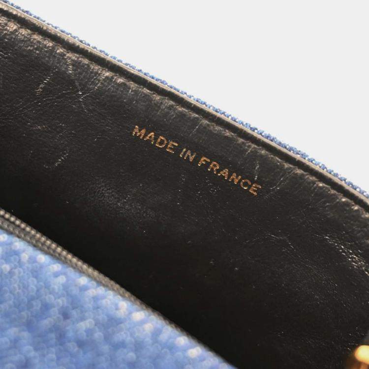 Pre Owned Chanel Indigo Denim Mini Classic Square Flap Shoulder Bag