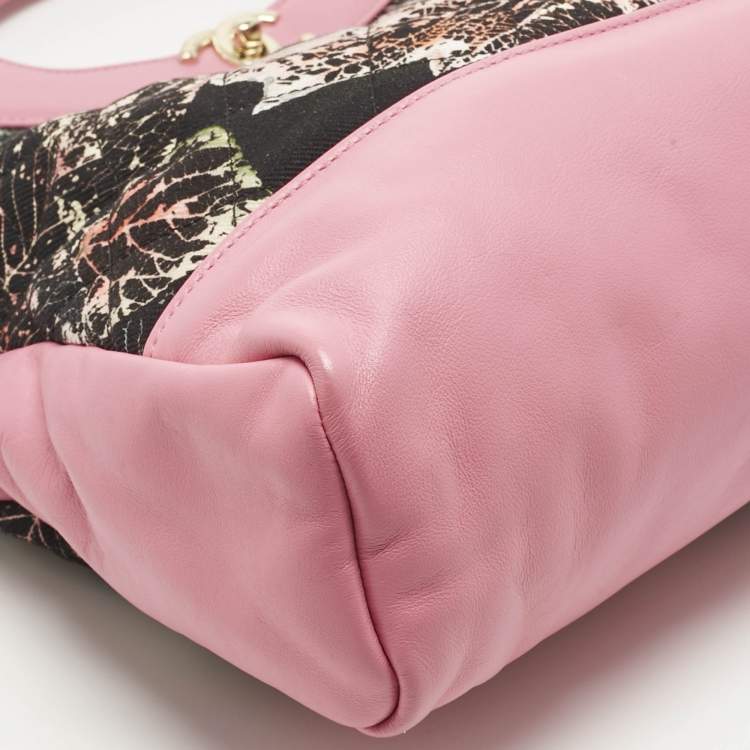 Pre Owned Chanel Pink/Black Printed Quilted Canvas and Leather Medium 31 Shopper Tote