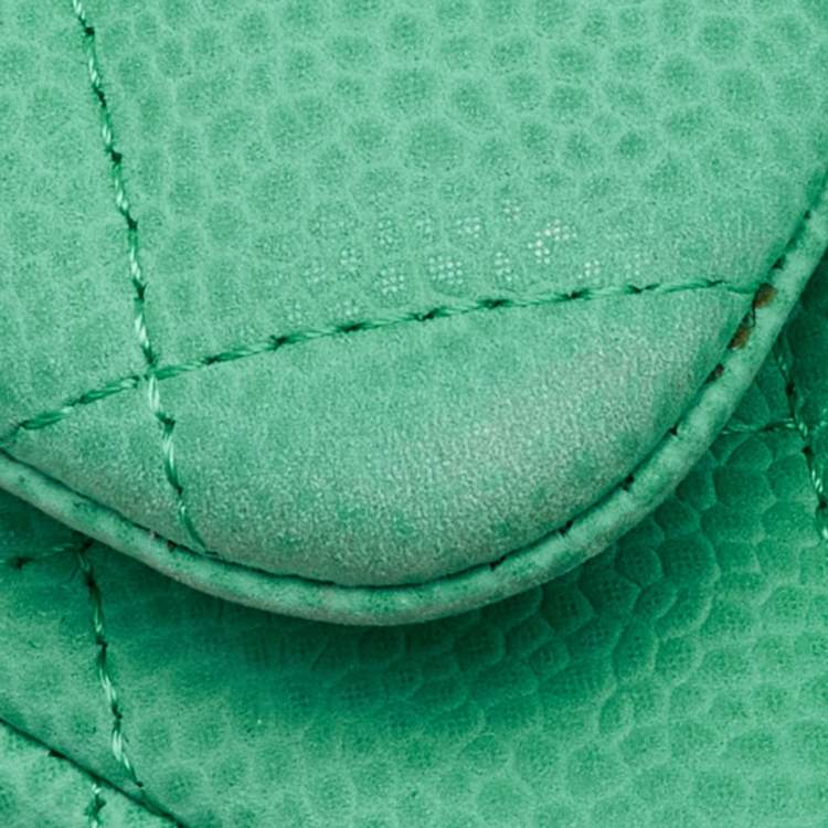 Pre Owned Chanel Green Quilted Caviar Leather Maxi Classic Double Flap Bag