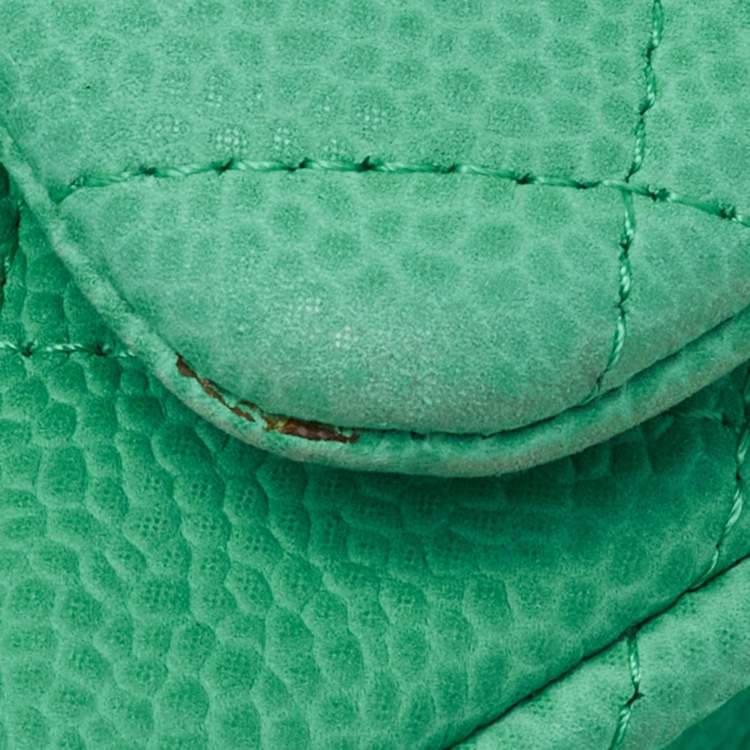 Pre Owned Chanel Green Quilted Caviar Leather Maxi Classic Double Flap Bag