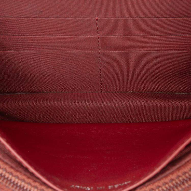 Pre Owned Chanel Red CC Quilted Caviar Wallet on Chain