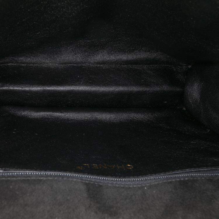 Pre Owned Chanel Black Quilted Suede Tassel Flap