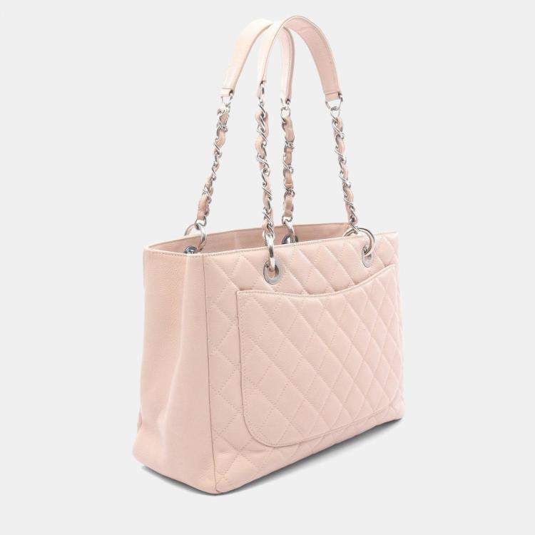 Pre Owned Chanel Matelasse Grand Shopping Gst Chain Tote Bag Calfskin Pink