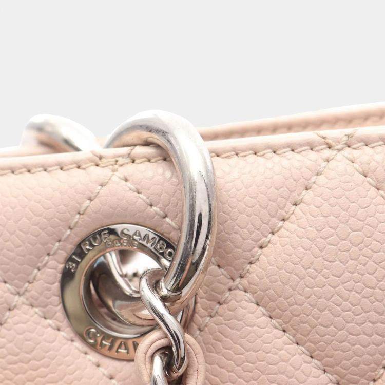 Pre Owned Chanel Matelasse Grand Shopping Gst Chain Tote Bag Calfskin Pink