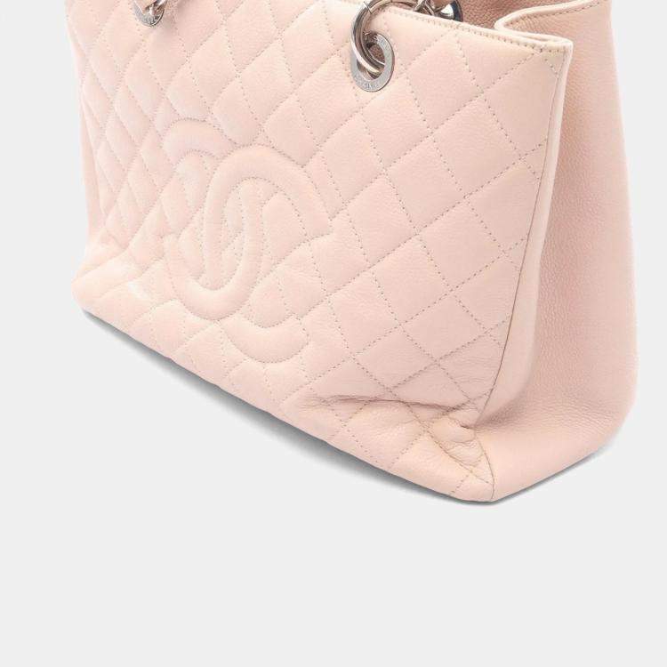 Pre Owned Chanel Matelasse Grand Shopping Gst Chain Tote Bag Calfskin Pink