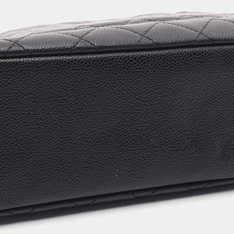 Pre Owned Chanel Matelasse  Black Grained Calfskin CC Chain Tote Bag