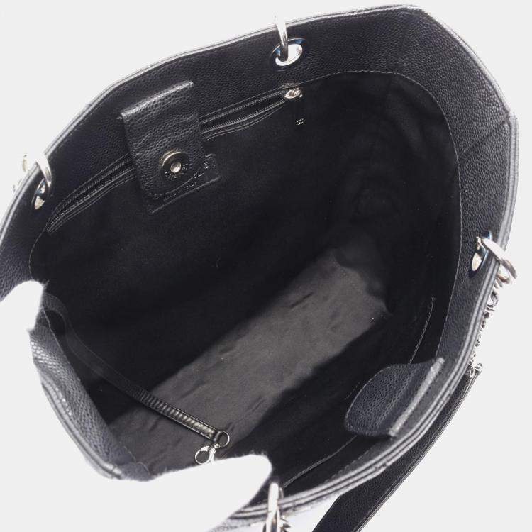 Pre Owned Chanel Matelasse  Black Grained Calfskin CC Chain Tote Bag