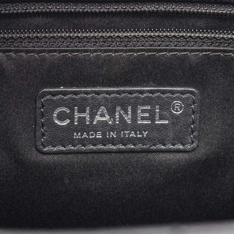 Pre Owned Chanel Matelasse  Black Grained Calfskin CC Chain Tote Bag