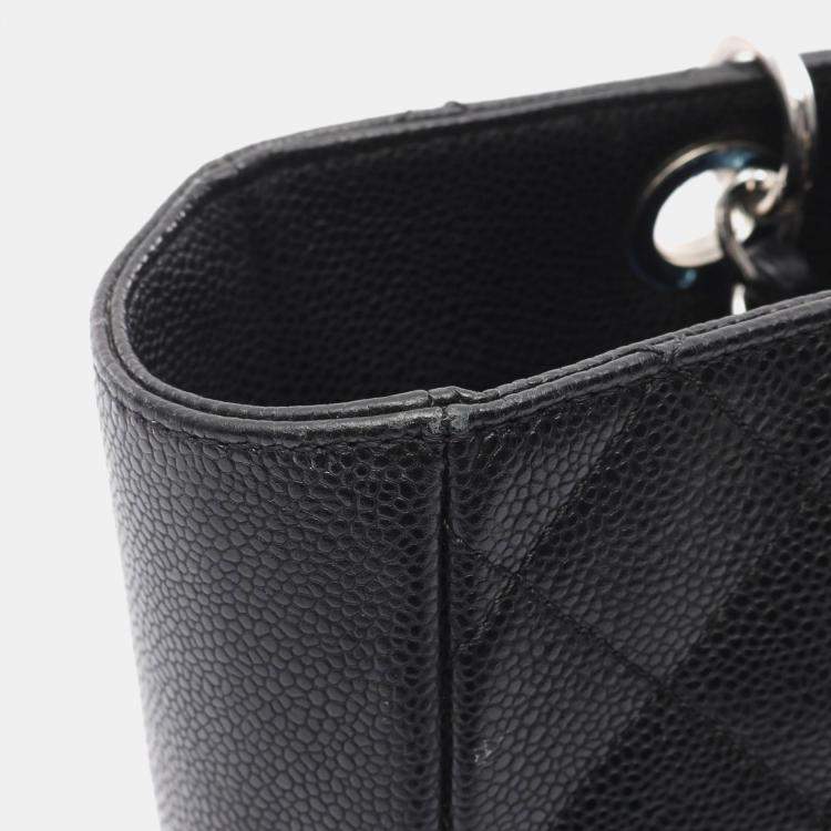 Pre Owned Chanel Matelasse  Black Grained Calfskin CC Chain Tote Bag