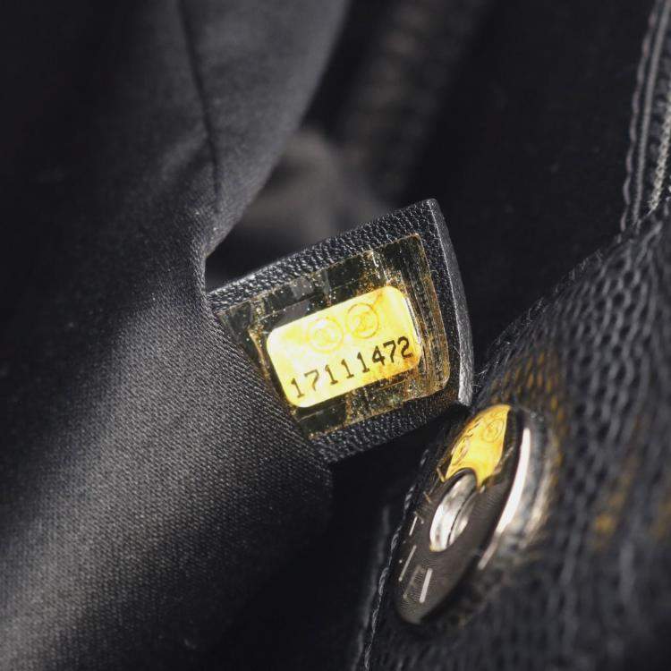 Pre Owned Chanel Matelasse  Black Grained Calfskin CC Chain Tote Bag