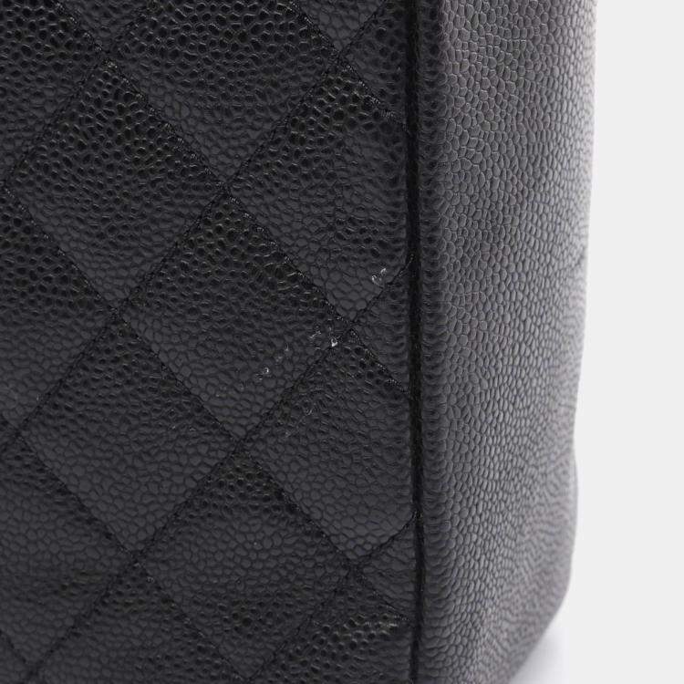 Pre Owned Chanel Matelasse  Black Grained Calfskin CC Chain Tote Bag