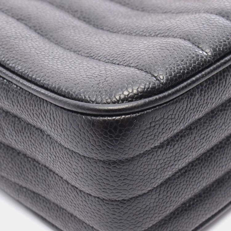 Pre Owned Chanel Mademoiselle Jumbo CC Coco Mark Black Leather Chain Shoulder Bag 