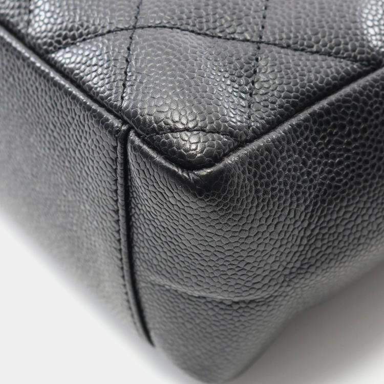 Pre Owned Chanel Matelasse Pst Tote Chain Shoulder Bag Calfskin Black