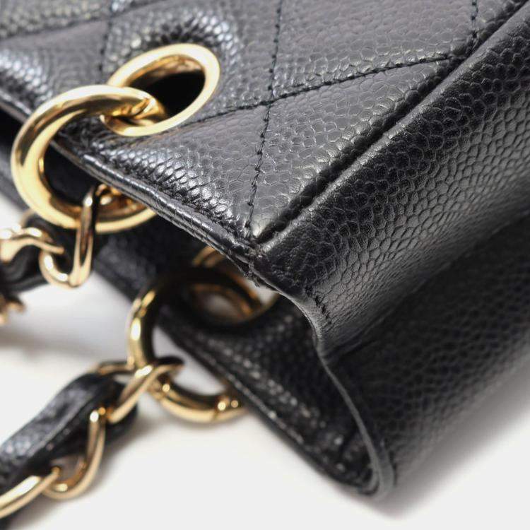 Pre Owned Chanel Matelasse Pst Tote Chain Shoulder Bag Calfskin Black