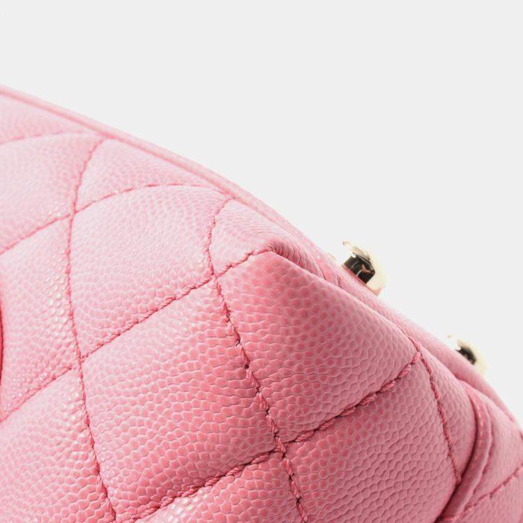 Pre Owned Chanel Coco Xxs Top Handle Matelasse 2Way Hand Crossbody Bag Leather